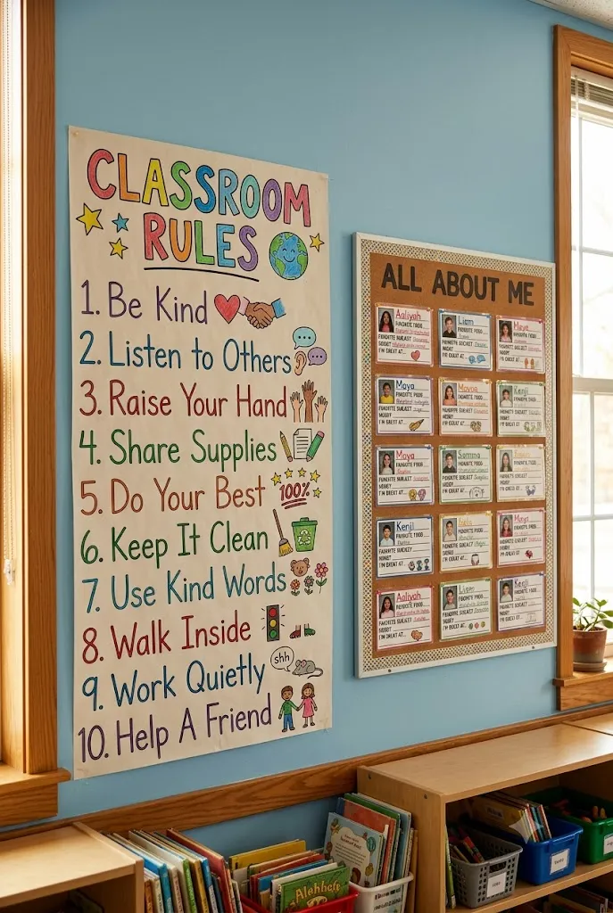 Student created classroom rules and community wall