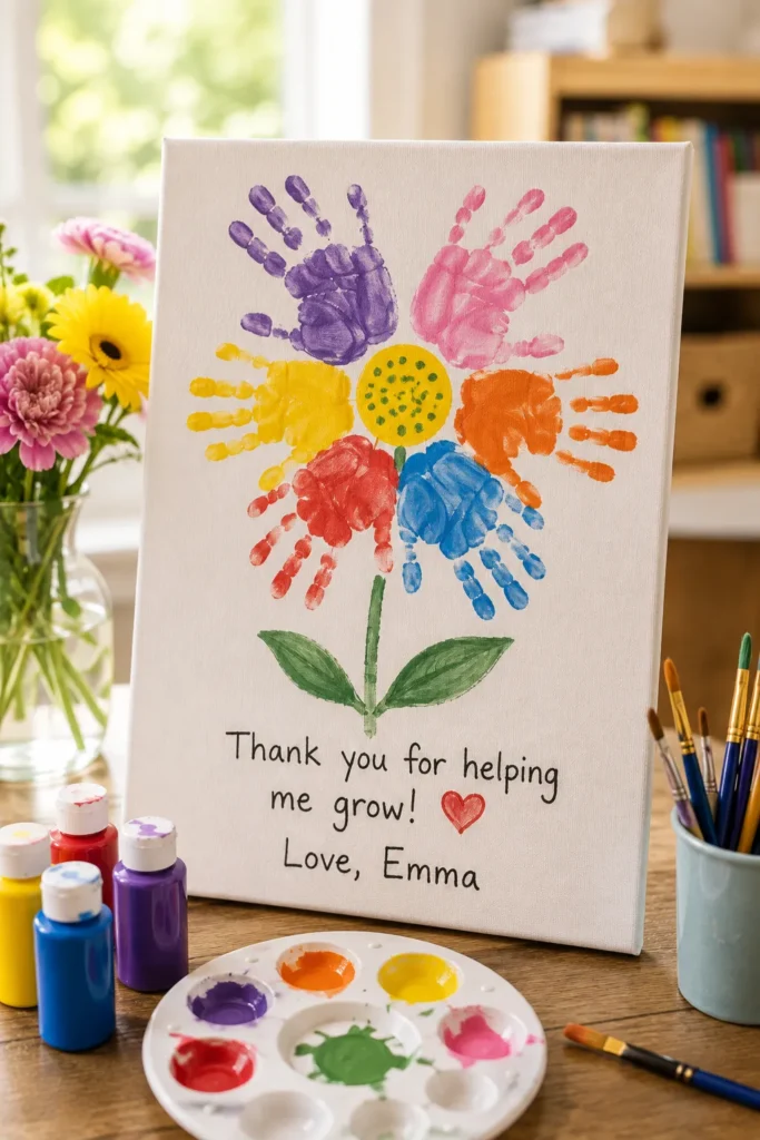 Handprint art keepsake gift for teacher