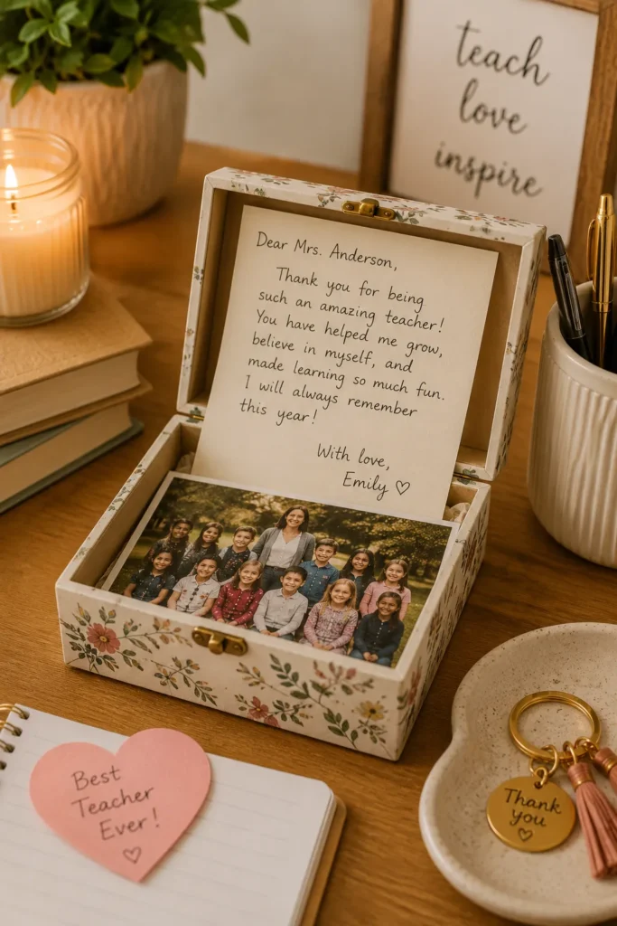 Handwritten letter keepsake box teacher gift