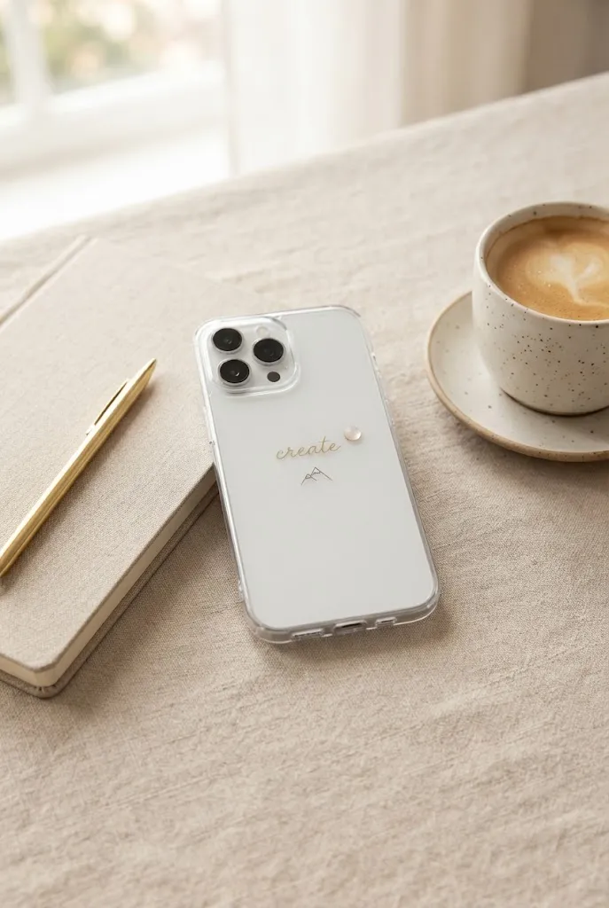 Minimalist neutral aesthetic DIY phone case.