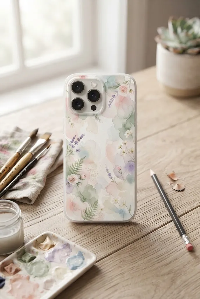 Soft watercolor-inspired DIY phone case.