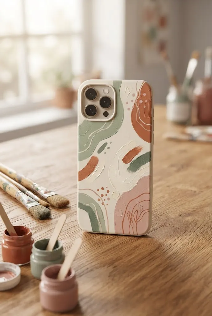 Hand-painted abstract aesthetic phone case.