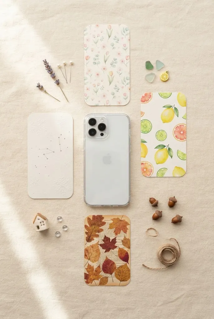 Seasonal interchangeable phone case inserts.