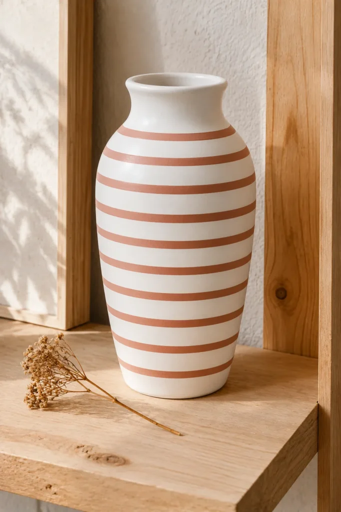 Ceramic vase painted with horizontal stripe design