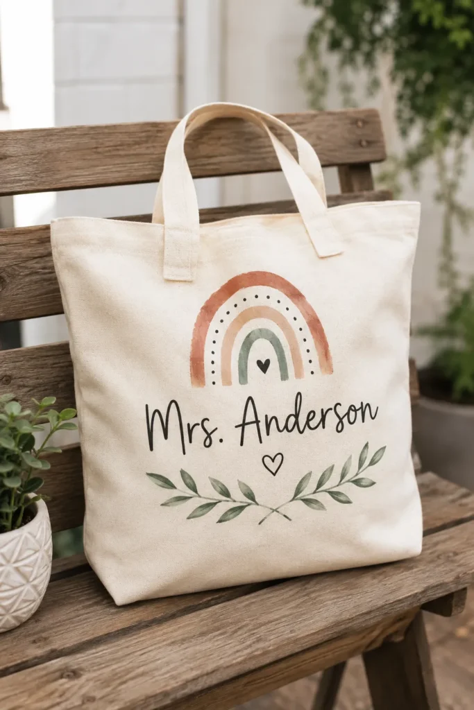 Custom decorated tote bag teacher gift