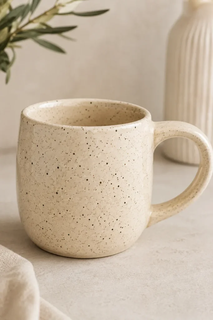 Mug with speckled splatter paint texture