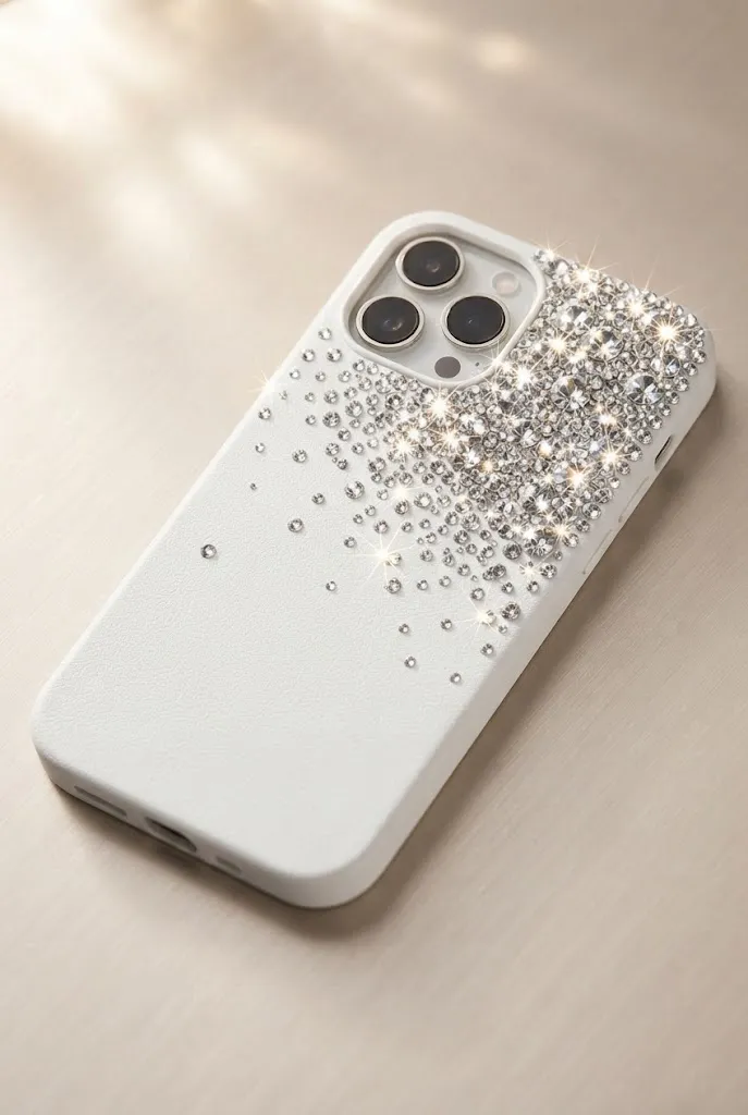 Phone case with rhinestone corner accent design