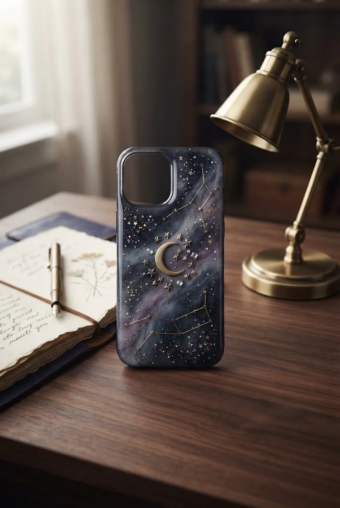 Celestial moon and stars DIY phone case.