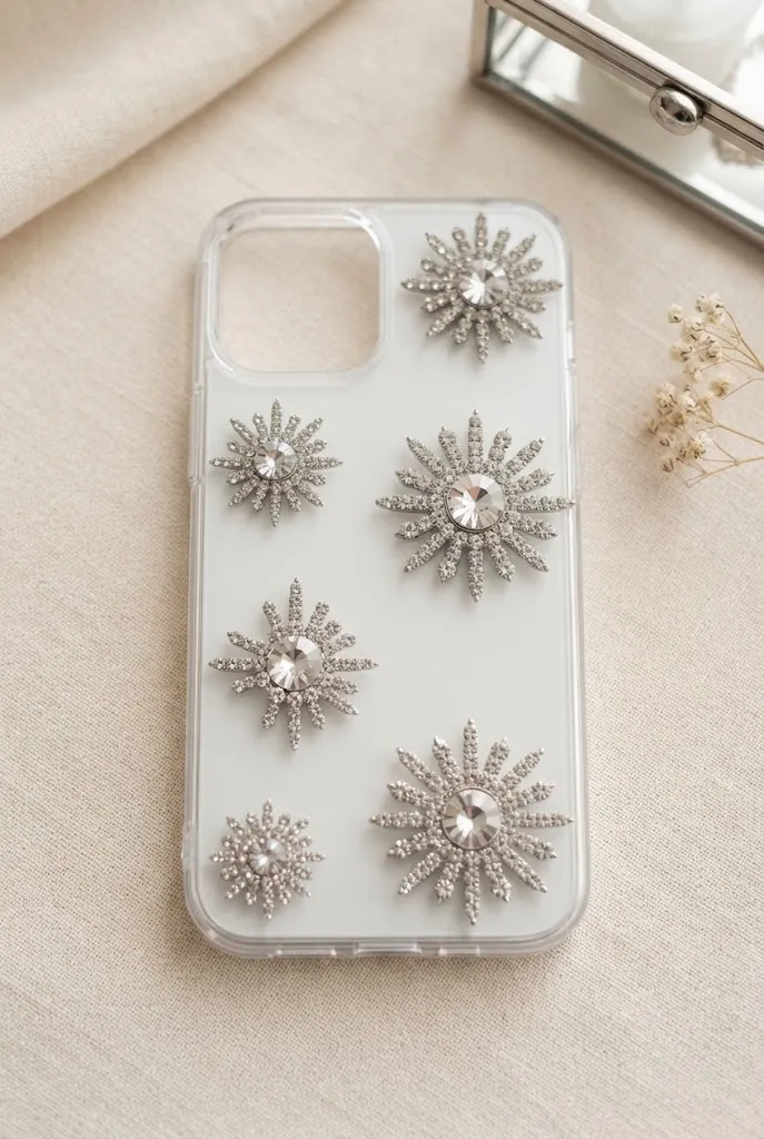 Starburst crystal phone case design.