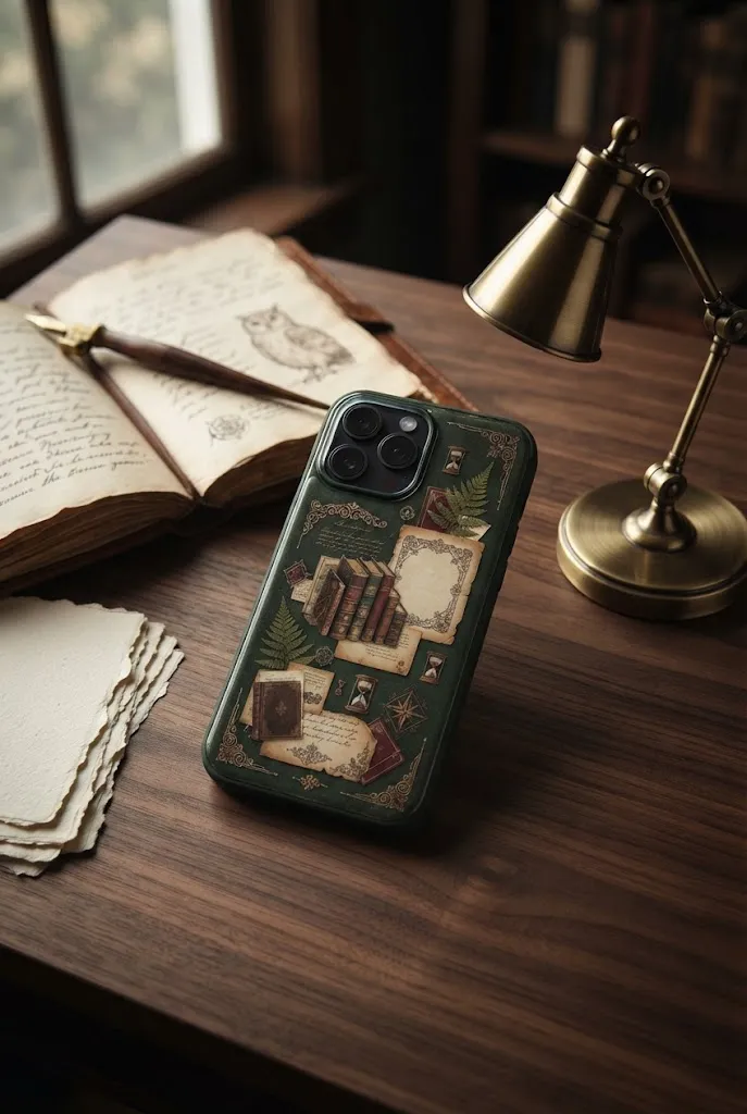 Dark academia book-inspired DIY phone case.