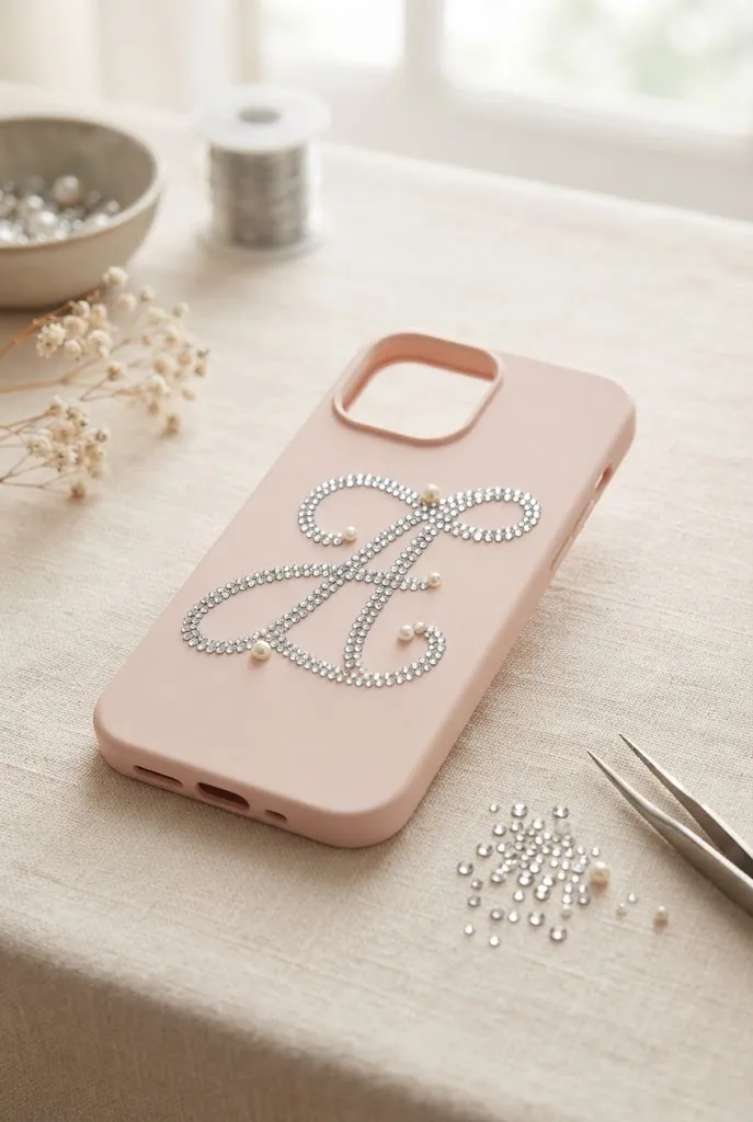 Personalized rhinestone initial phone case DIY.