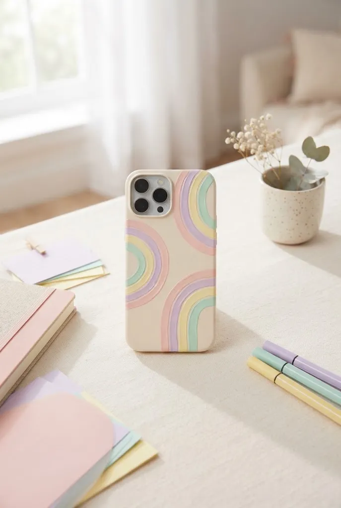Soft pastel rainbow DIY phone case.
