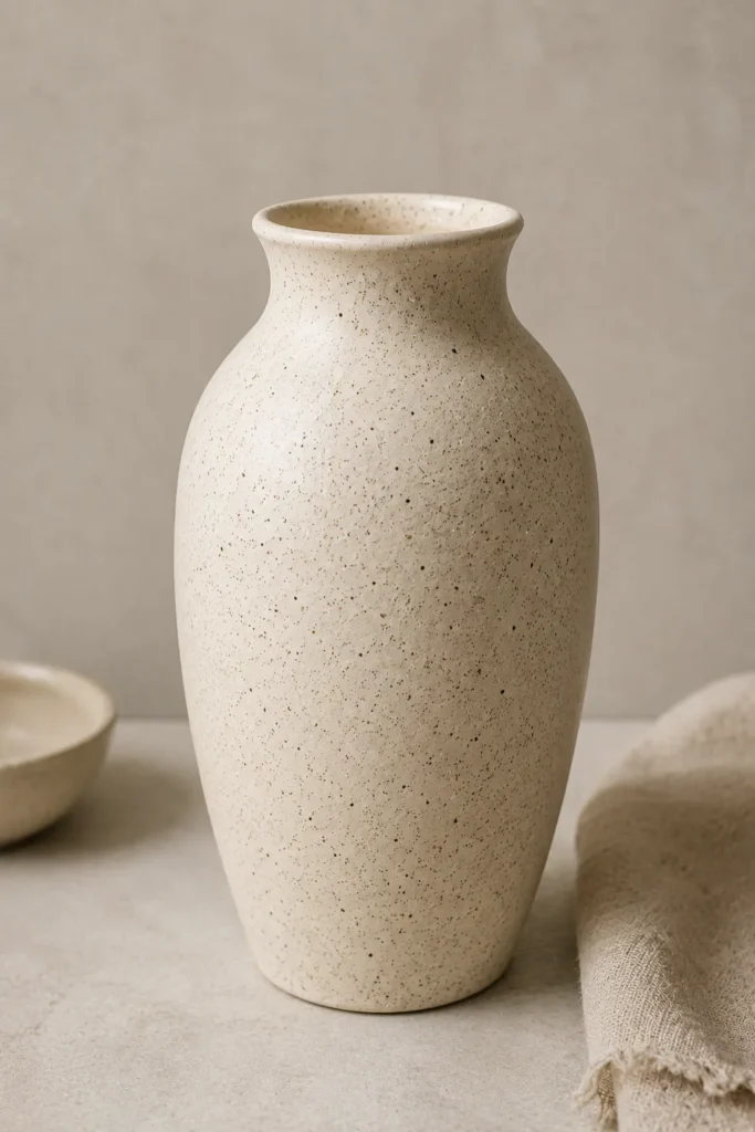 Vase with speckled stone texture paint finish