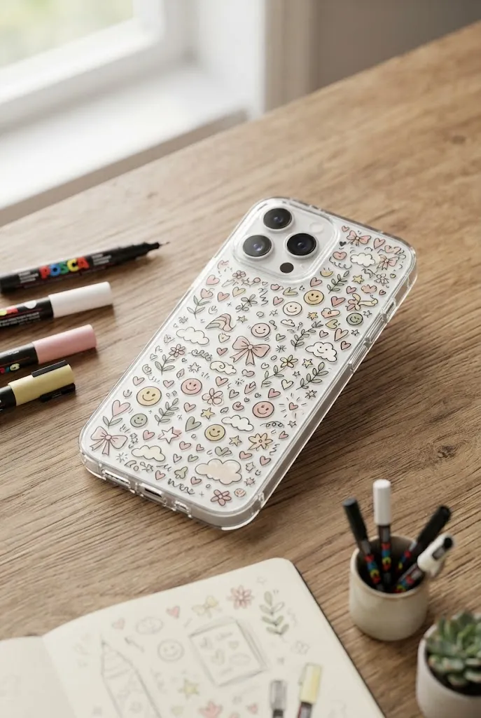 Cute hand-drawn doodle phone case.