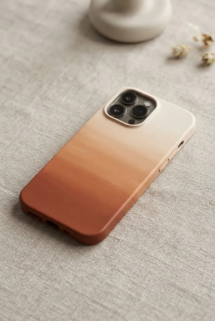 Phone case with terracotta to cream ombre gradient