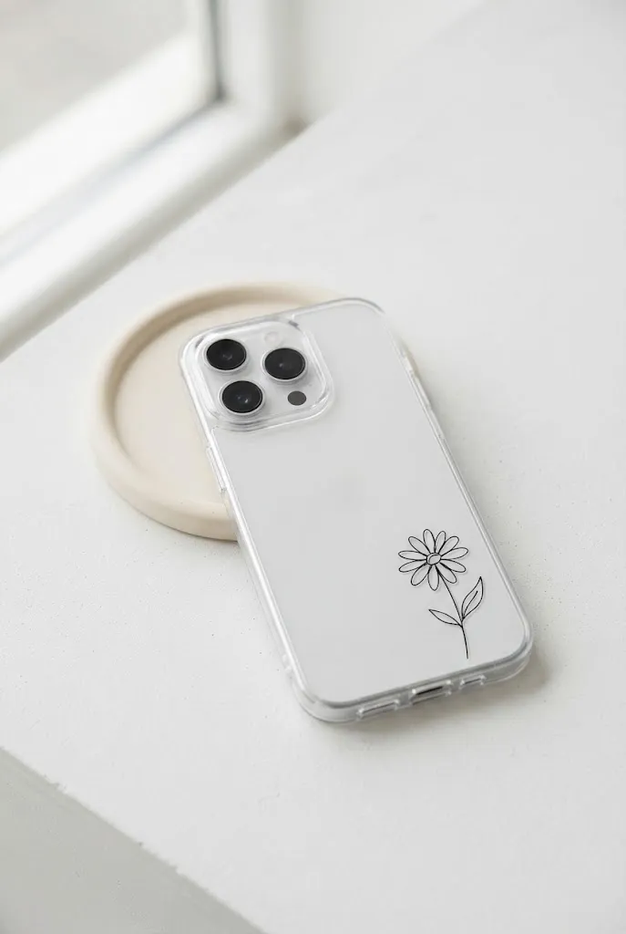 Clear phone case with minimalist single line drawing