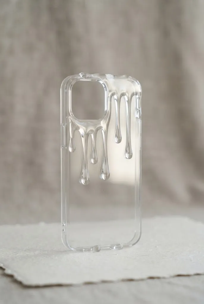Phone case with glossy resin drip design