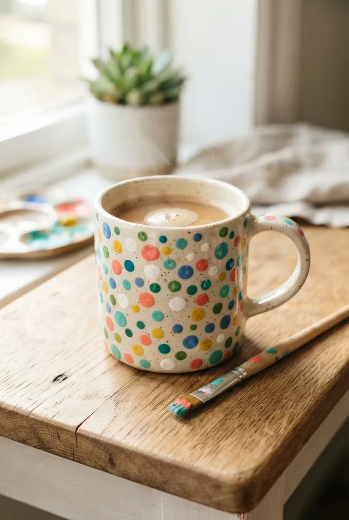 Dot and dab technique on DIY painted pottery