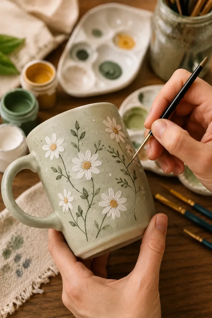Adding fine detail work to DIY painted pottery