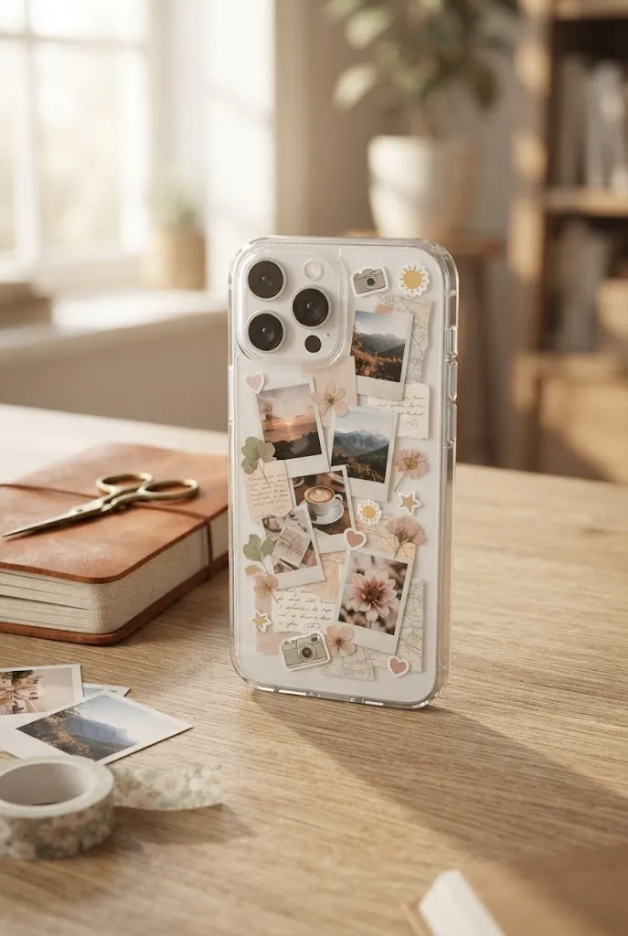 Personalized clear phone case mood board DIY.