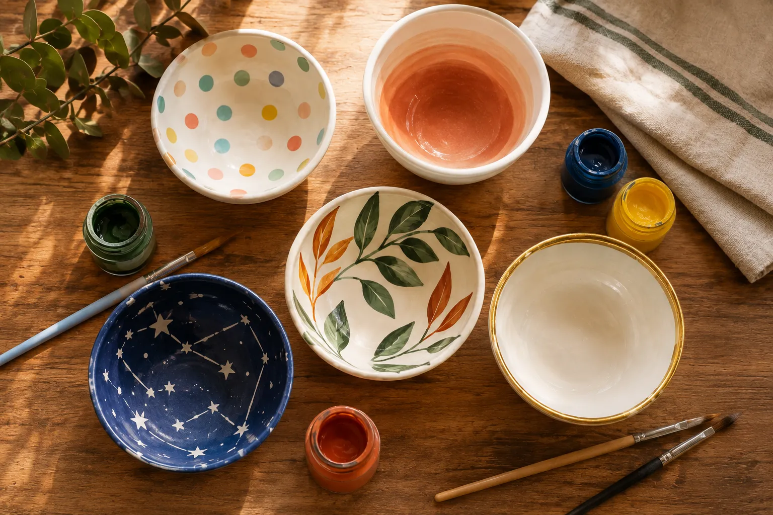 Hand painted ceramic bowls with pottery painting design ideas and Pottery Painting Ideas for Bowls