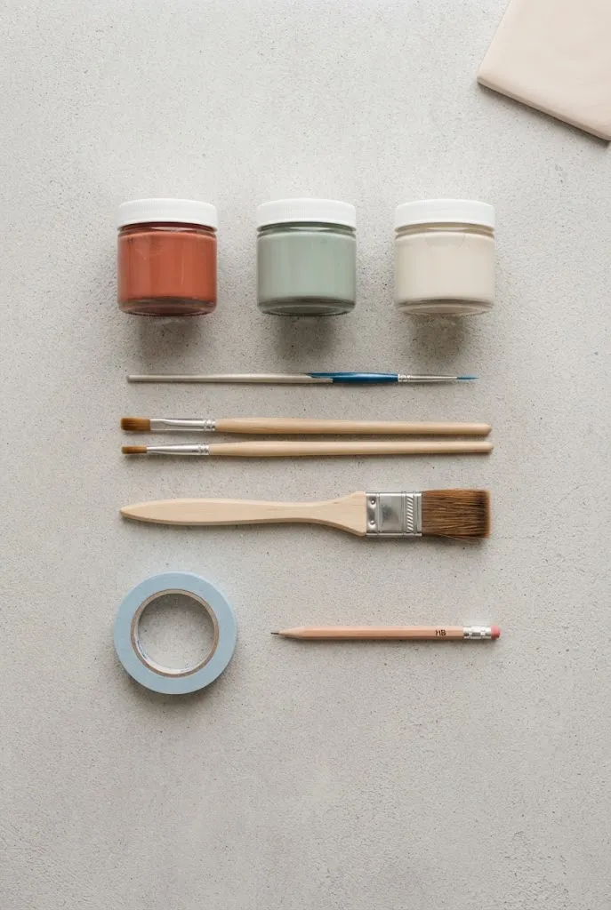 Beginner pottery painting supply kit with paint and brushes