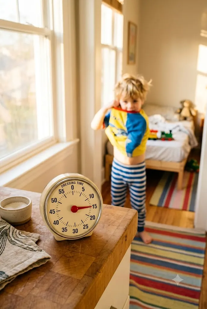 Kitchen timer challenge idea for faster school mornings