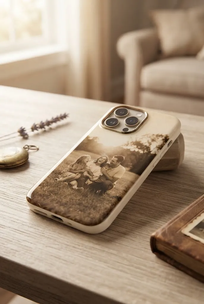 Phone case with transferred personal photo design