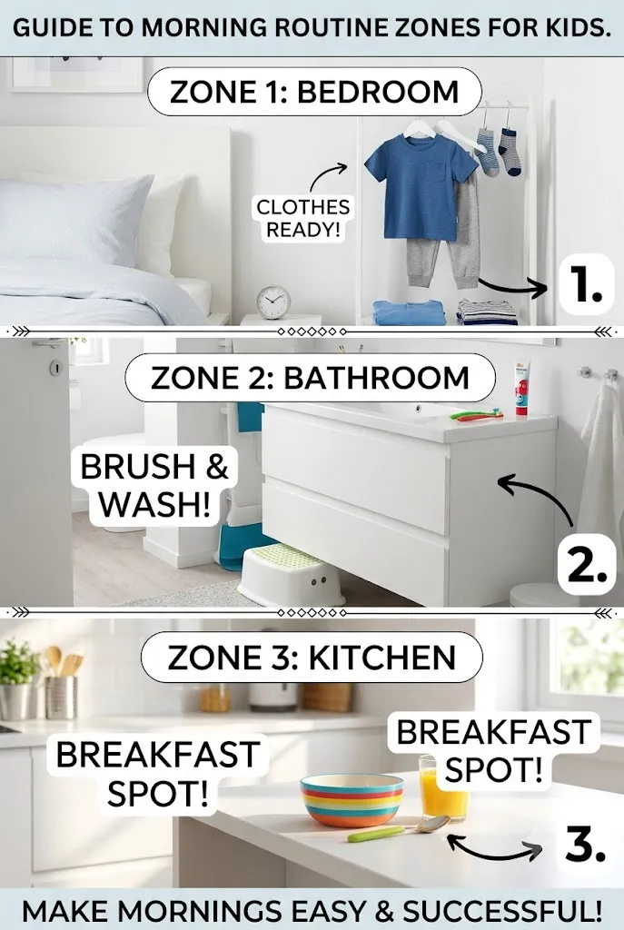 Zone based morning routine system for kids