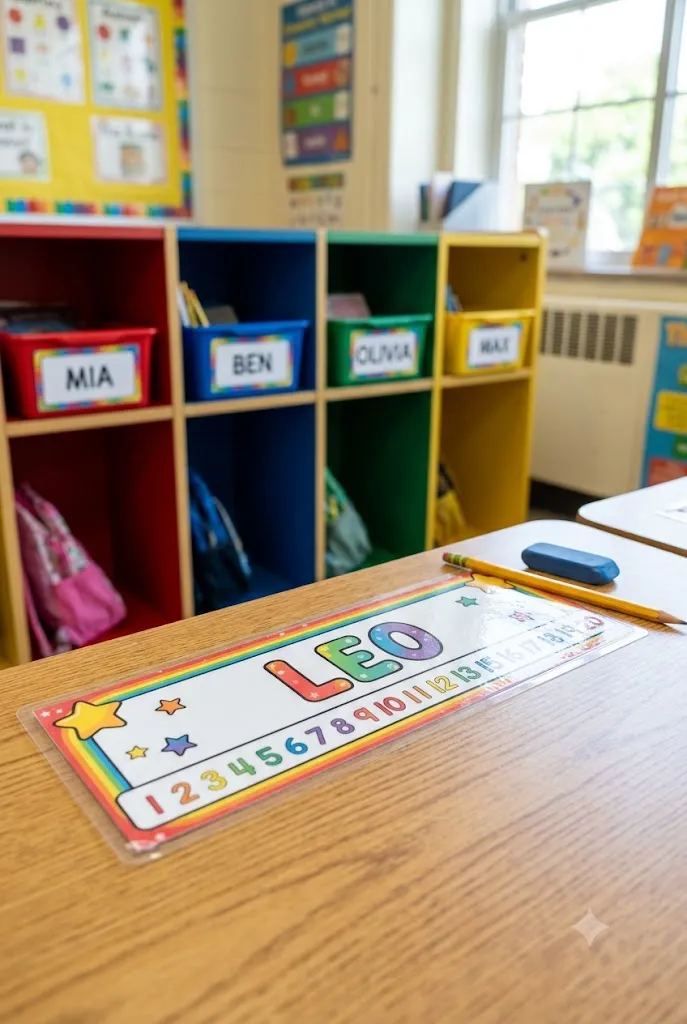 Personalized desk name tags and cubby labels