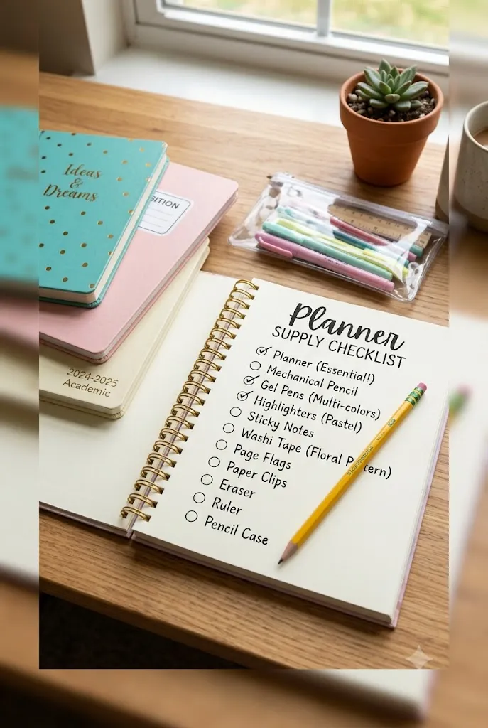 School supply checklist planner page