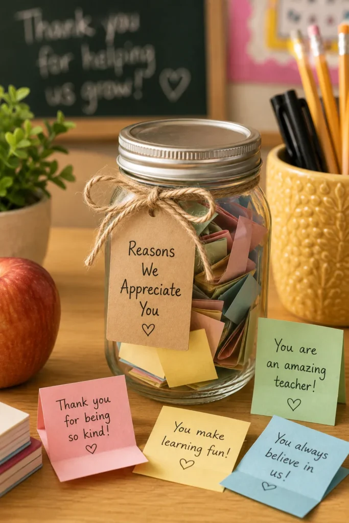 Reasons we appreciate you jar teacher gift