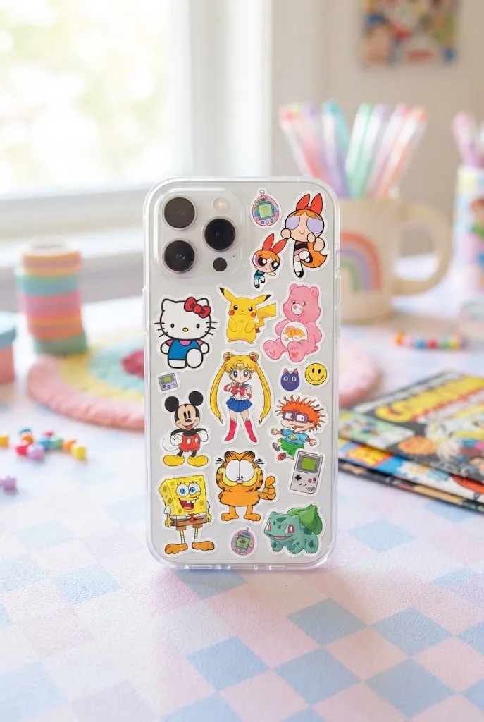 Childhood cartoon nostalgia sticker mix on phone case