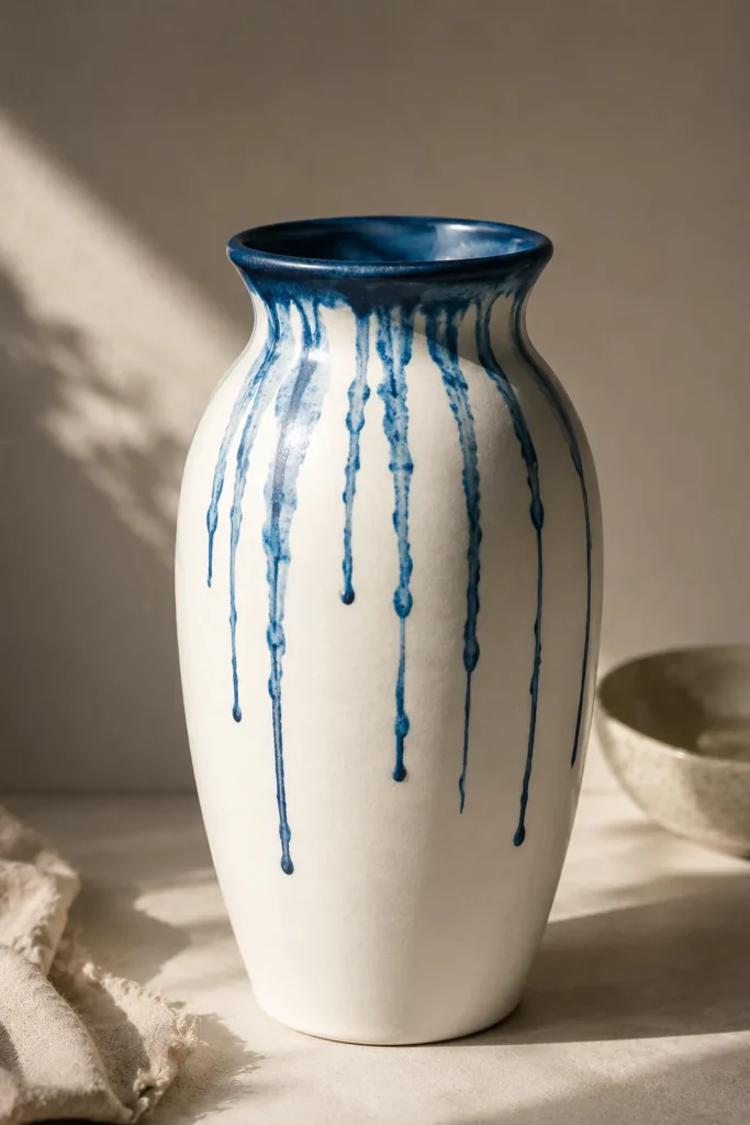 Vase with drippy paint effect flowing from the rim