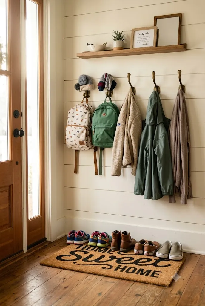 Backpack launch pad organization idea by the door