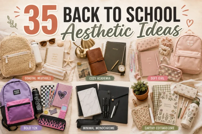 Back to school aesthetic ideas featured image showing six different styles