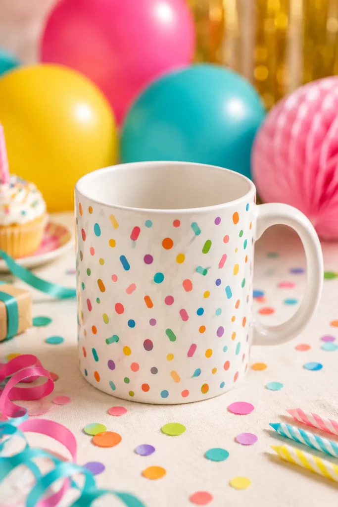  Confetti dot party painted pottery mug