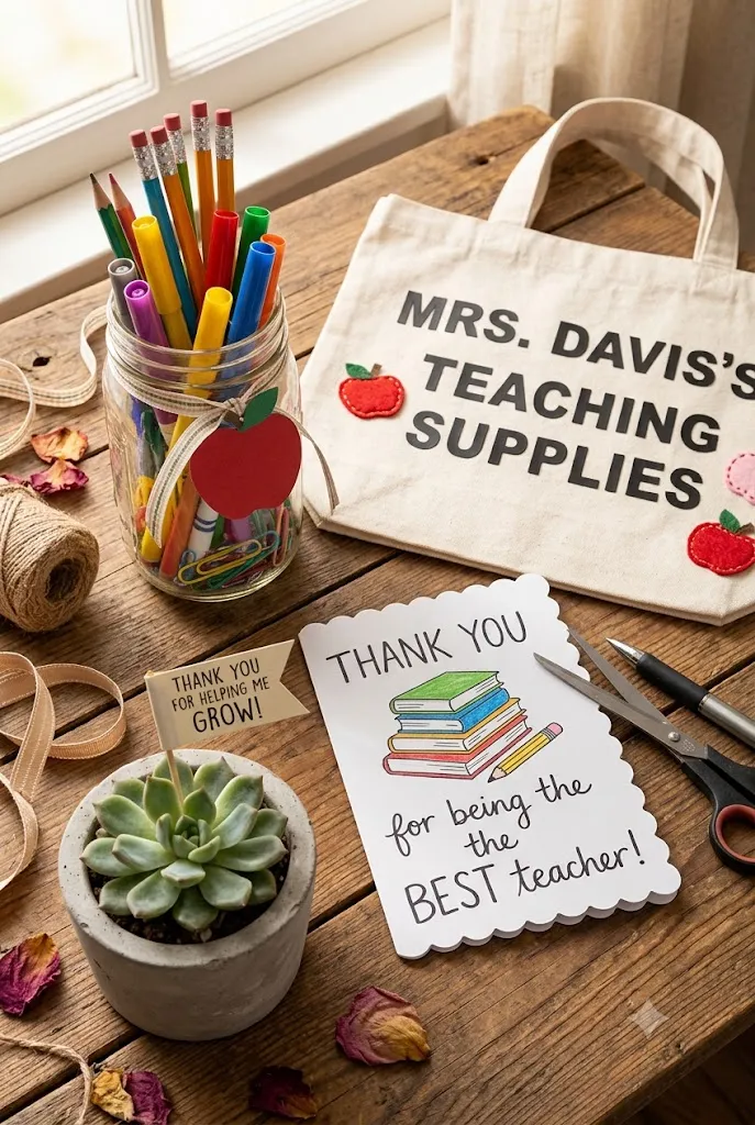 DIY teacher appreciation gifts flat lay